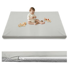 Inaya Baby Play Mat Grey front view, spacious 50x50 surface for safe play.