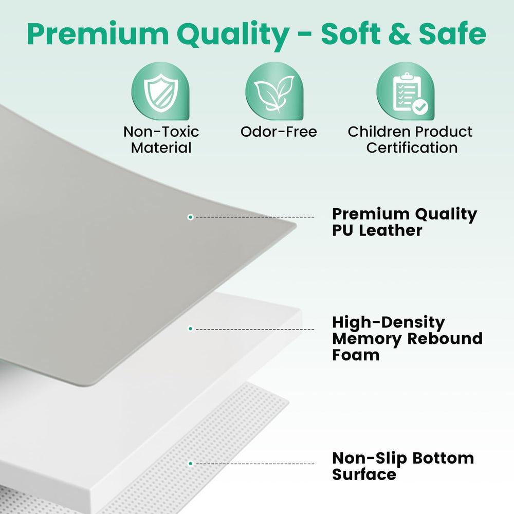 Inaya Baby Play Mat Grey spill cleanup, demonstrate quick wipe for messes.