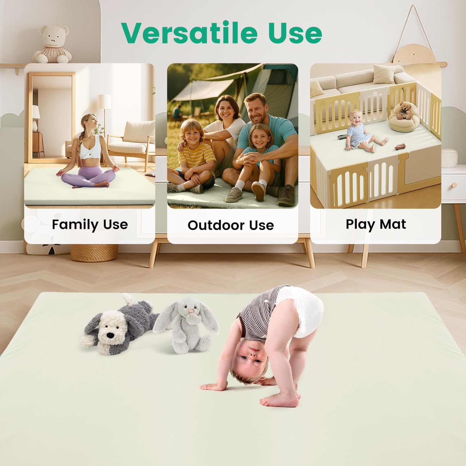 Inaya Baby Play Mat playpen-use area doubles as a diaper-change surface