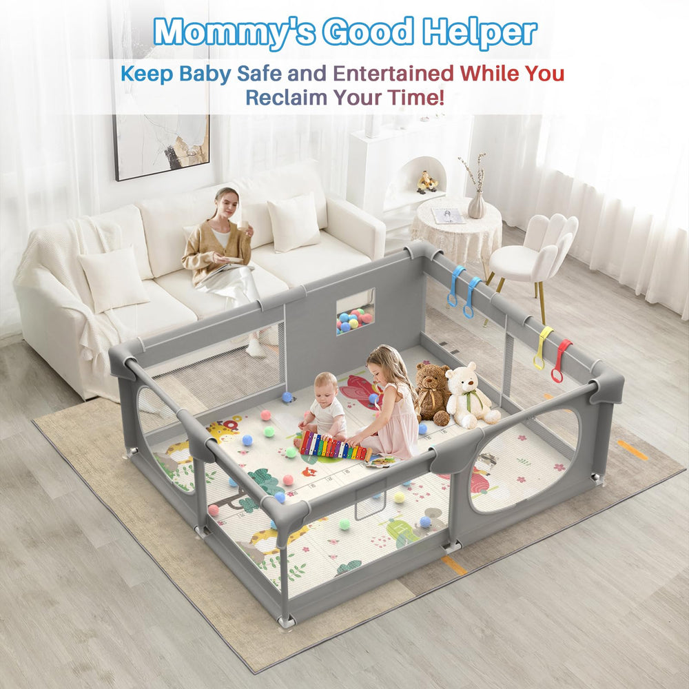 Inaya Baby Playpen 360-degree mesh for easy caregiver visibility