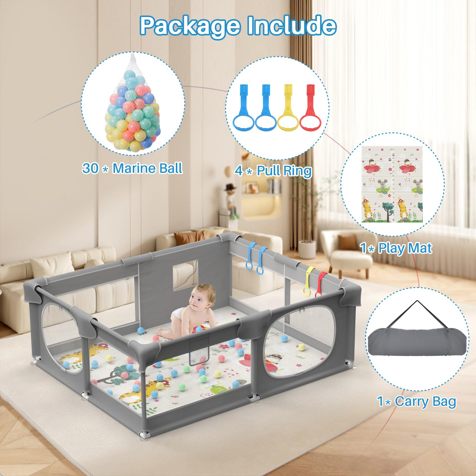 Inaya Baby Playpen foldable storage simplifies travel and storage