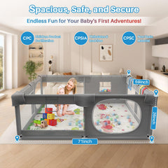 Inaya Baby Playpen spacious 71x59 inches for roomy crawls and naps