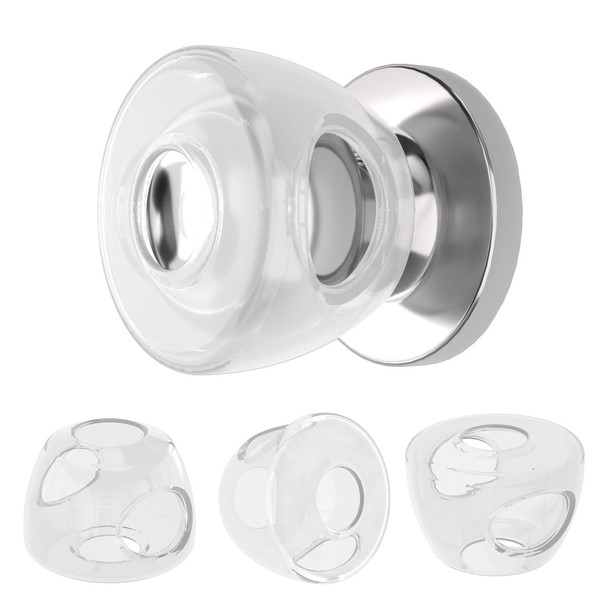 Inaya baby-proofing door-knob cover pack box showing four clear caps for safer doors