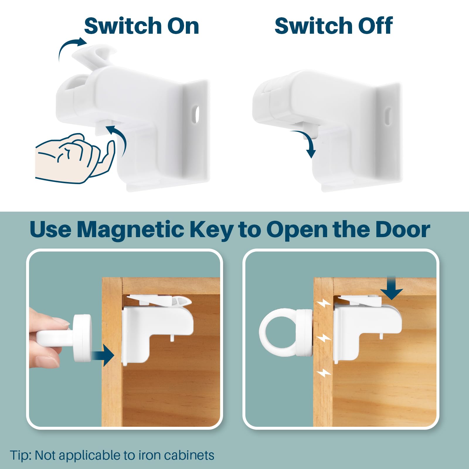 Inaya cabinet locks with 3M adhesive offer strong hold without drilling.