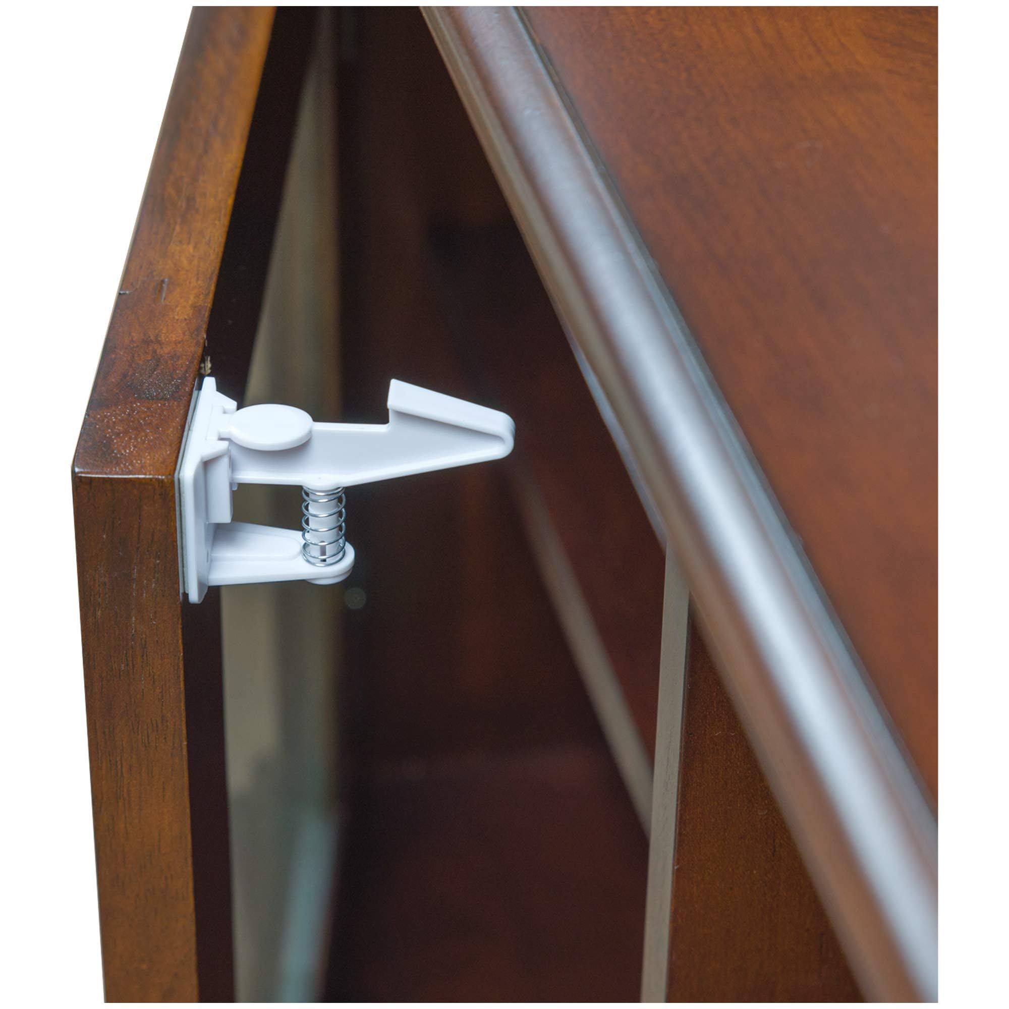 Inaya cabinet locks with easy-installation provide tool-free safety for drawers and cabinets.