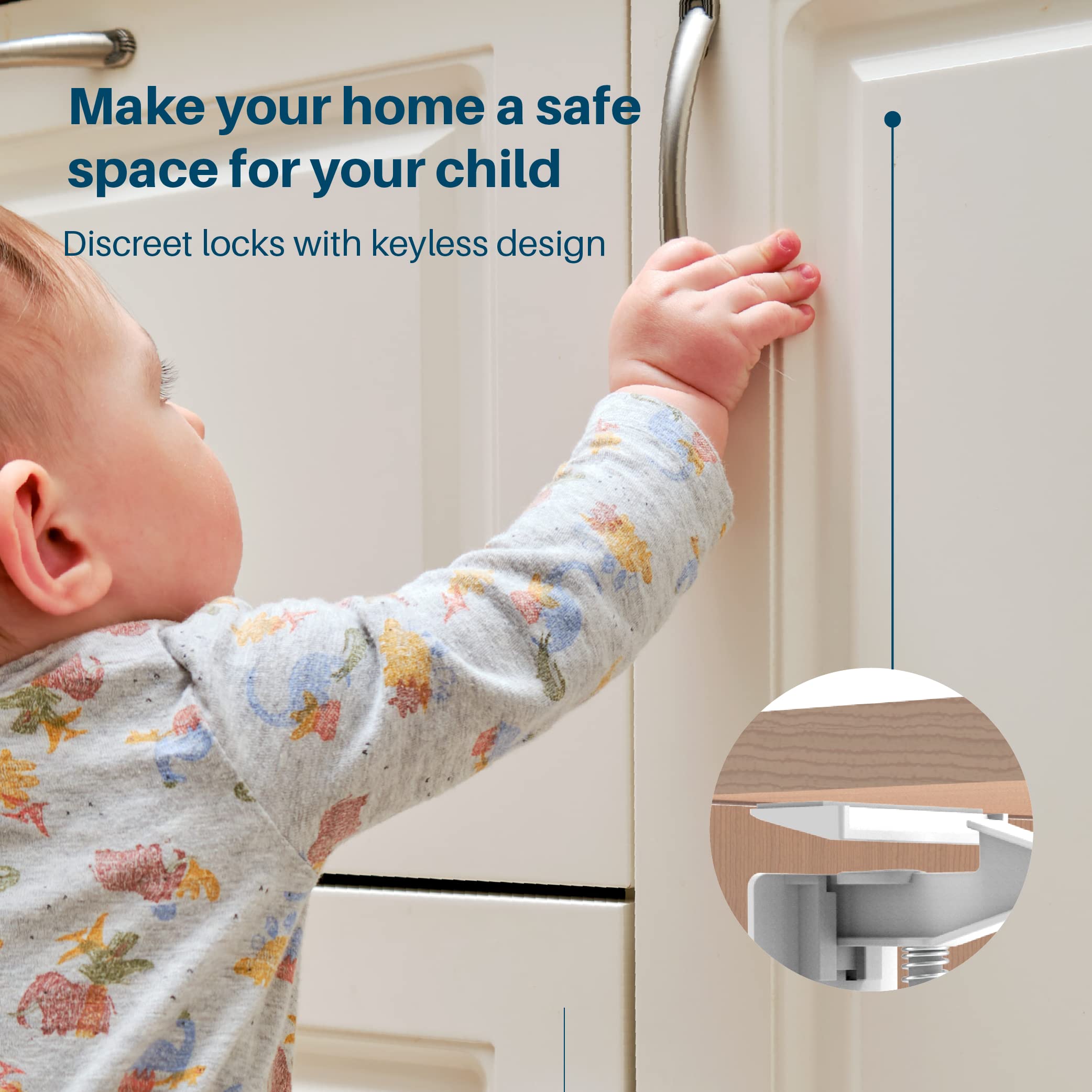 Inaya cabinet locks no-tools installation makes baby proofing quick and simple.
