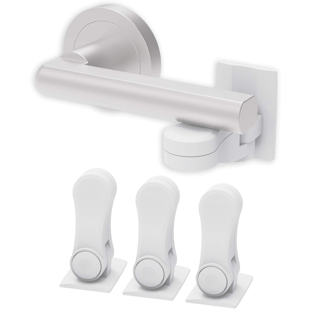 Inaya child-proof door lever lock pack with 3M adhesive for quick, damage-free installation