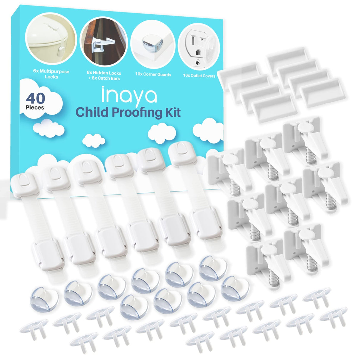 Inaya complete baby-proofing kit packaging shows ready-to-use safety essentials