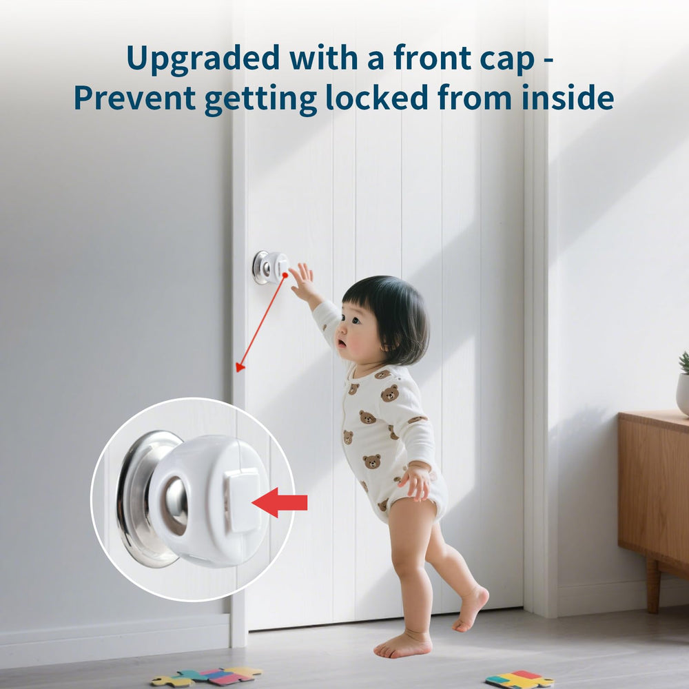 Inaya door knob safety cover close-up, BPA-free plastic for safe daily use.