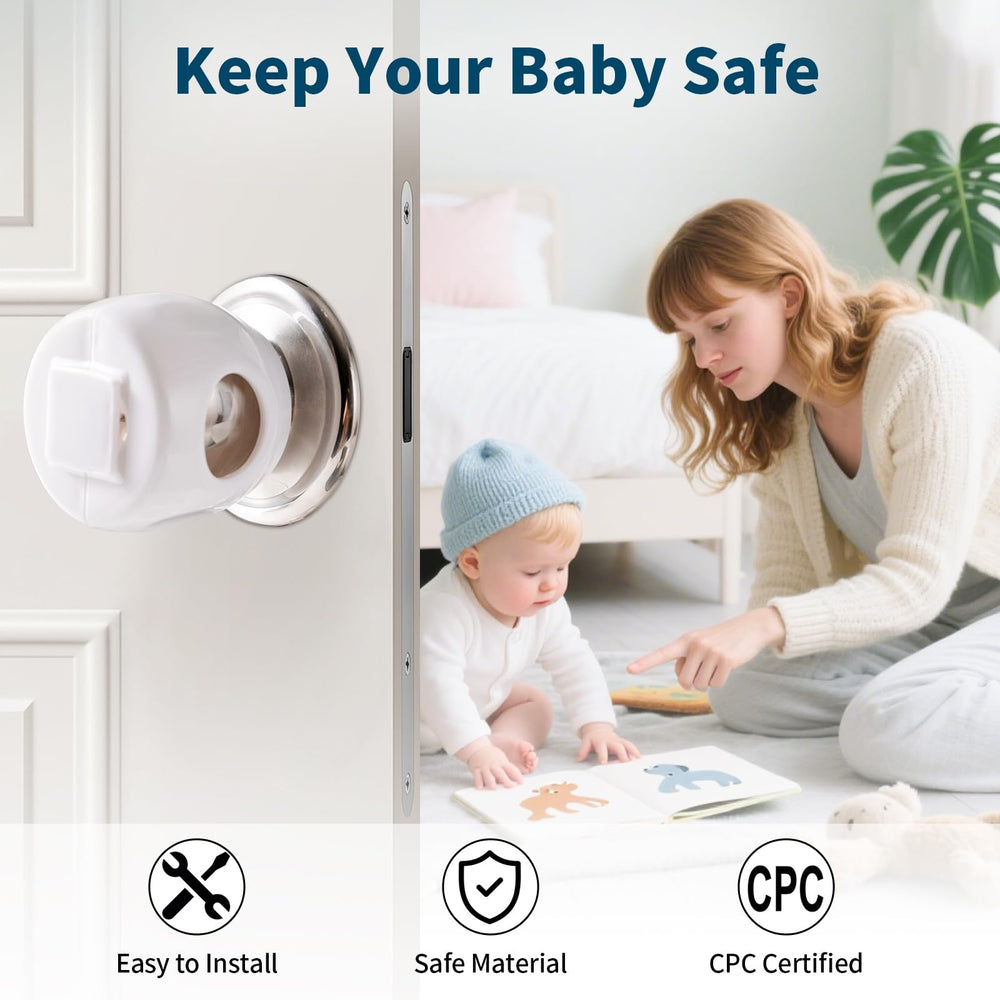 Inaya door knob safety cover is easy to remove for adults.