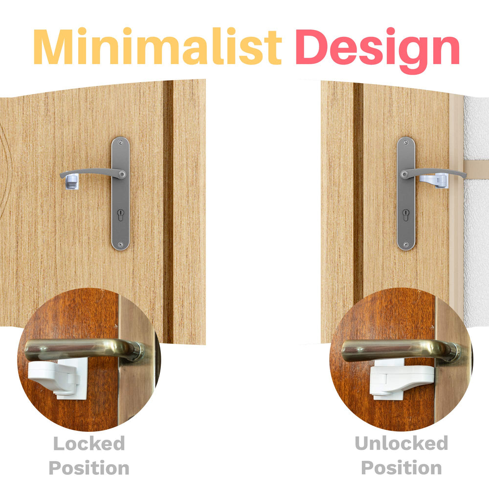 Inaya door lever lock installed securely on a standard door lever