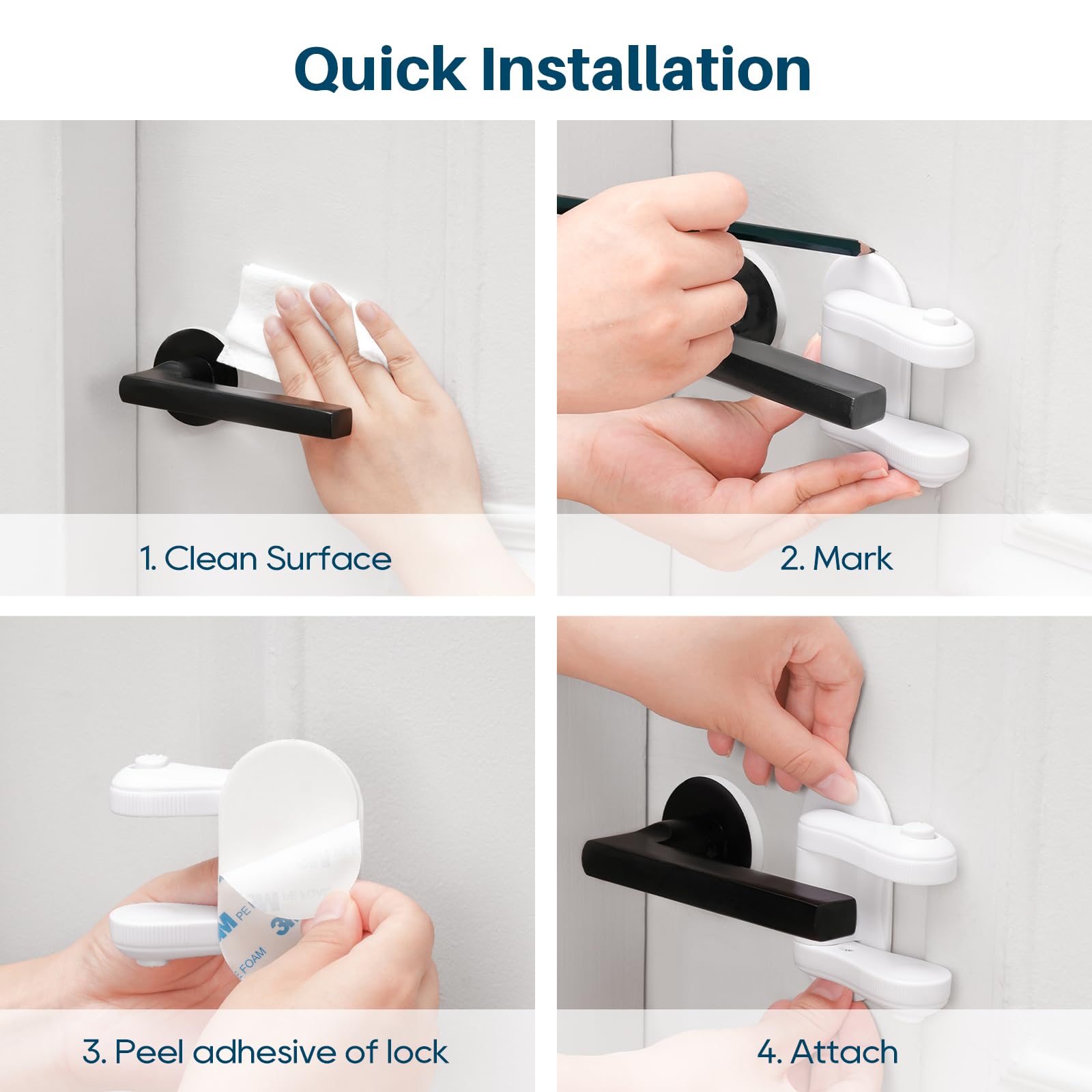 Inaya on-door use demonstrates universal compatibility across lever styles