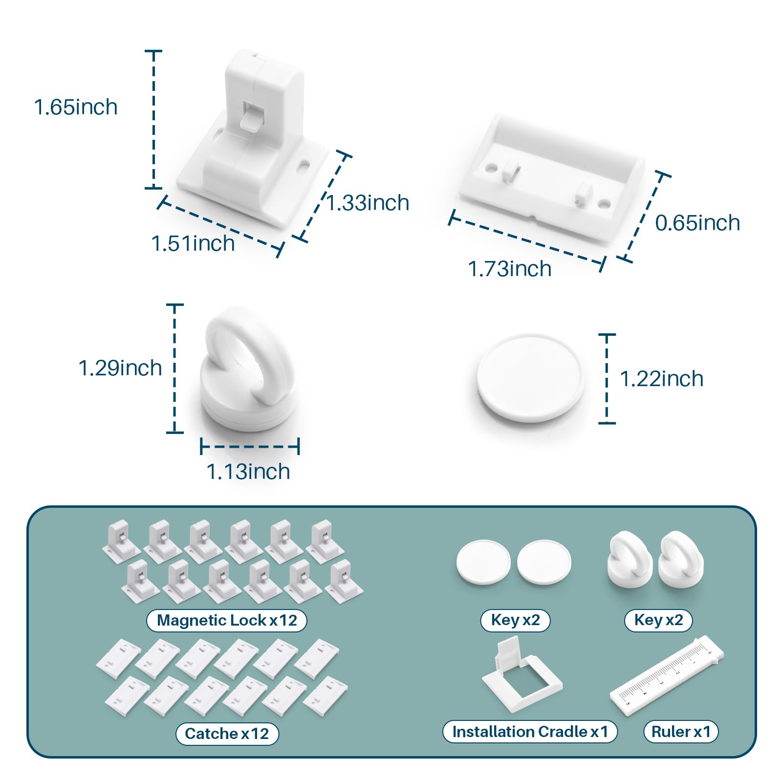 Inaya magnetic cabinet locks invisible design installed on cabinet door for discreet safety.
