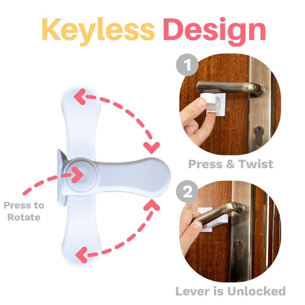 Inaya universal-fit lever lock suits different door types for versatile safety