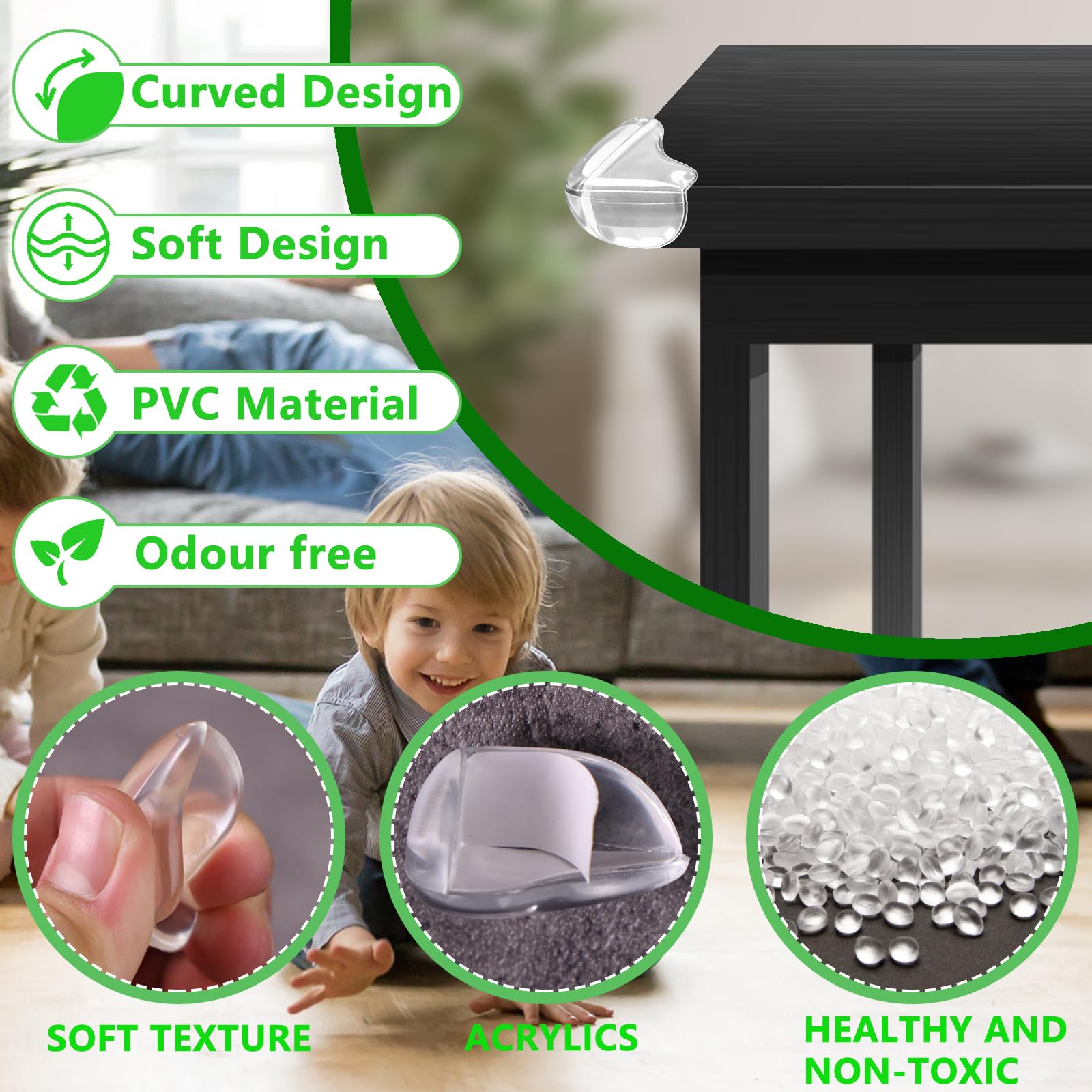 Incenseat baby-proofing edge guards keep cabinet and table corners safe during exploration