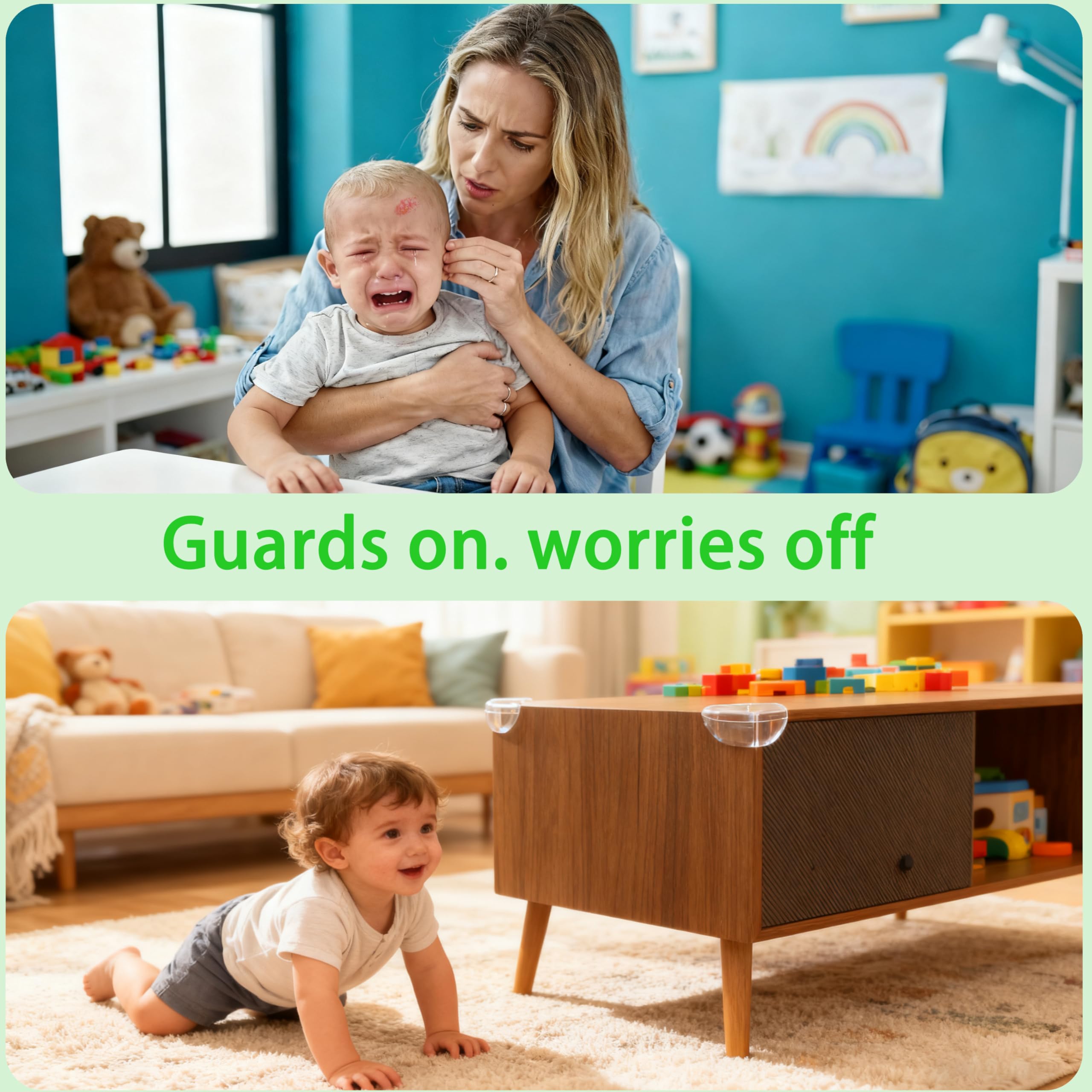 Incenseat corner protectors on furniture blend with decor while shielding sharp corners