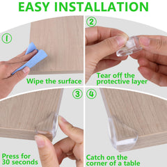 Incenseat crystal-clear edge guards on dining table prevent accidental bumps during meals