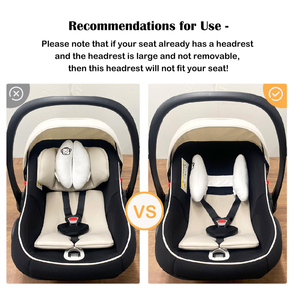 Inchant baby head rest for car seat with soft fabric.