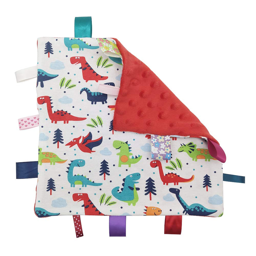 Inchant baby security blanket with dinosaur pattern, ultra-soft touch for newborn cuddles.