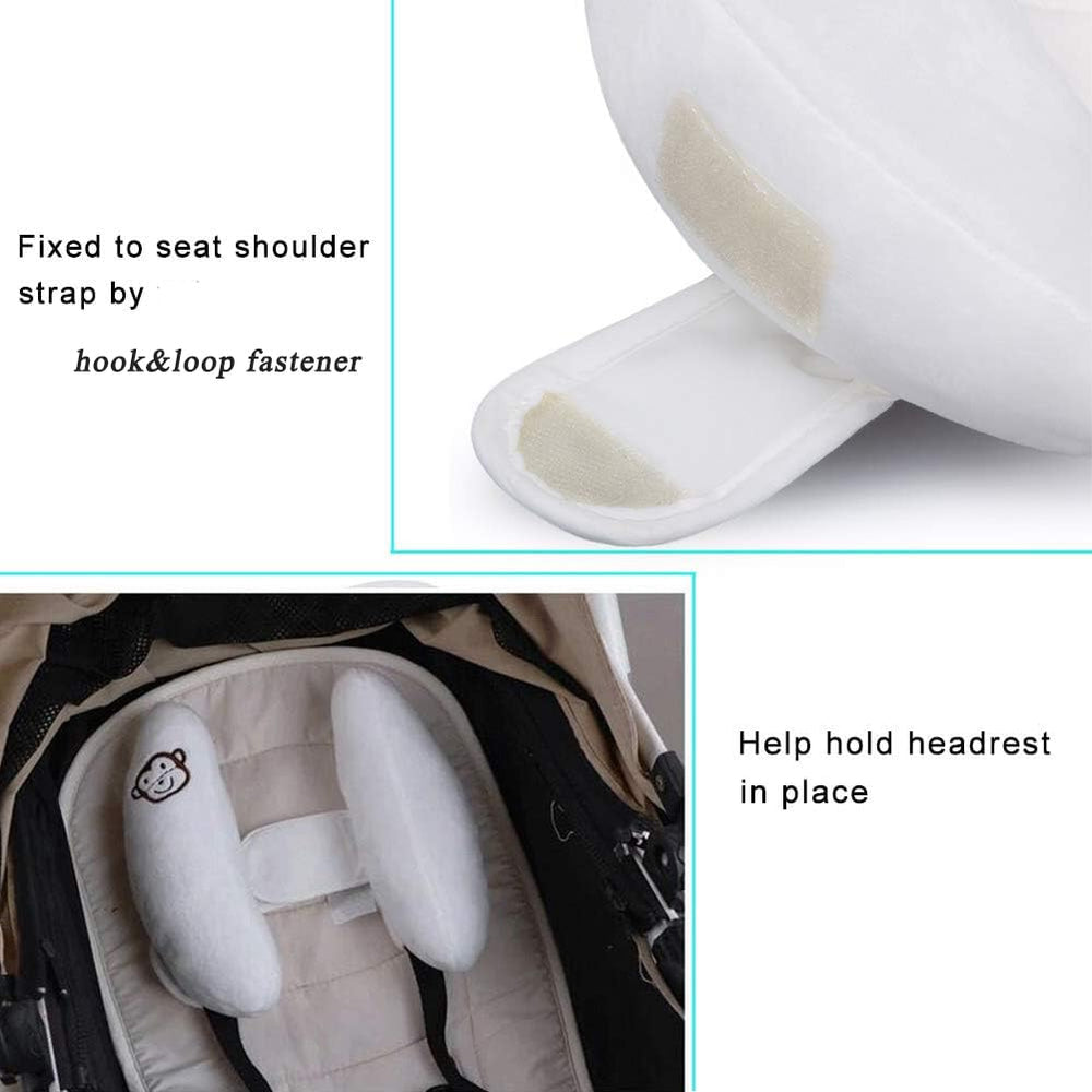 Inchant stroller head support designed for three- or five-point harness.
