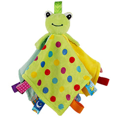 Inchant toddler taggy security blanket with green frog center offers comforting snuggle for naps