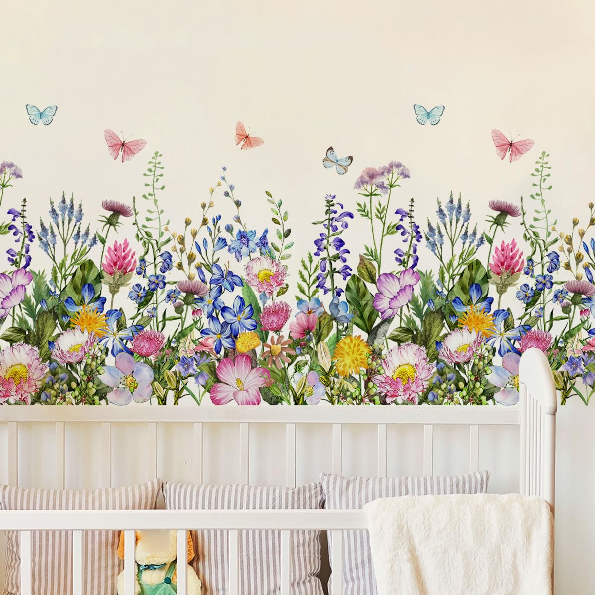 Incholl flower wall decal collection with butterflies brightens spaces and offers easy customization.