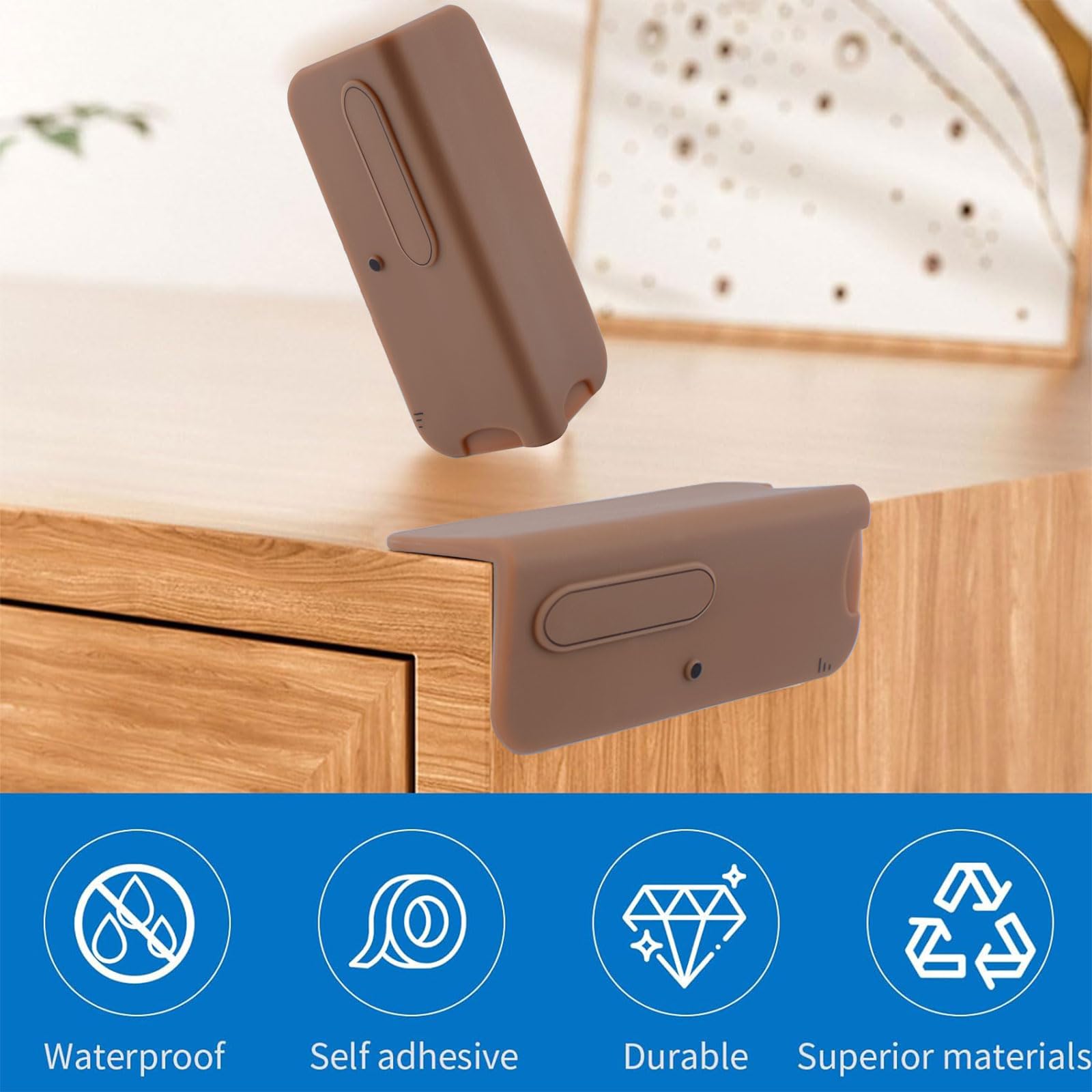 INCREWAY silicone corner cushion in coffee color offers soft, room-safe protection.