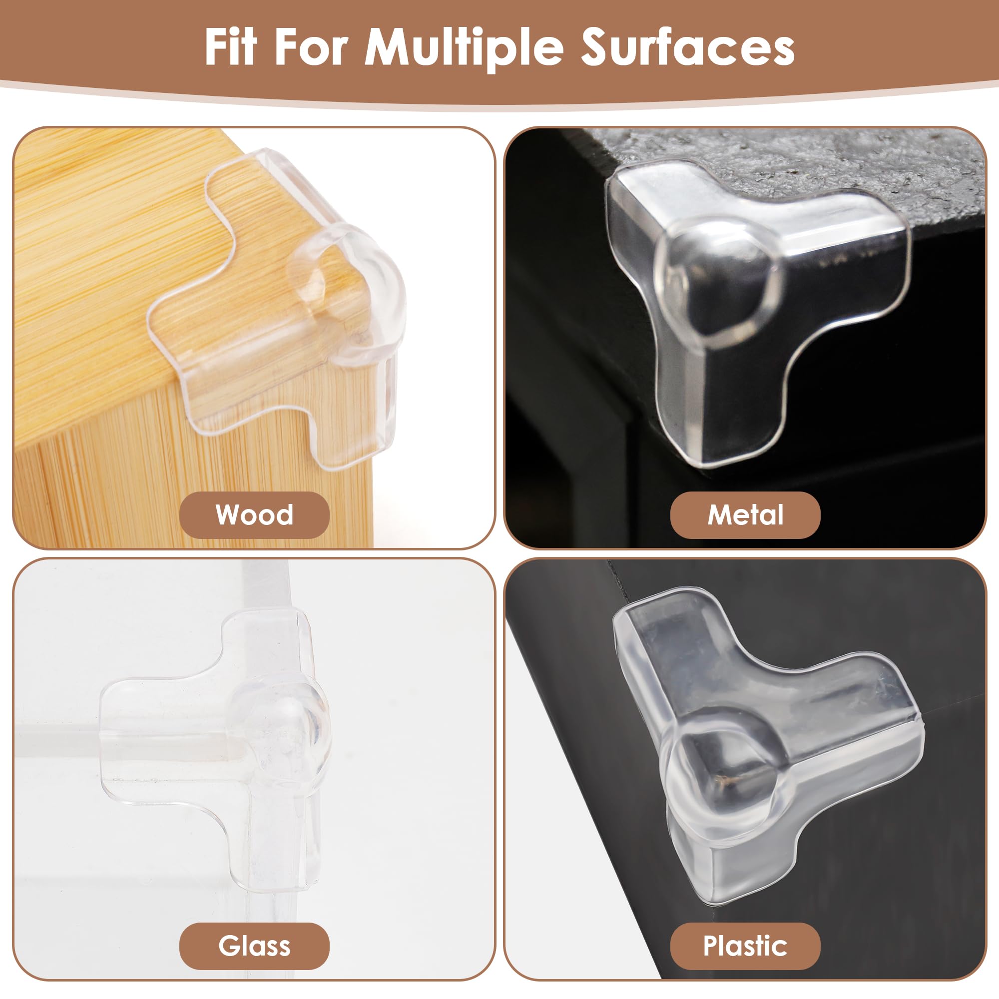 INDEMO corner guards protect dressers and sideboards by reducing sharp edge exposure for toddlers.