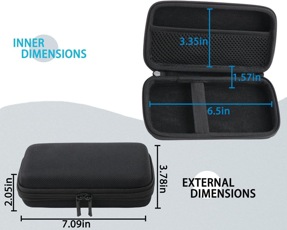 inDomit hard case top mesh pocket stores batteries and small accessories.