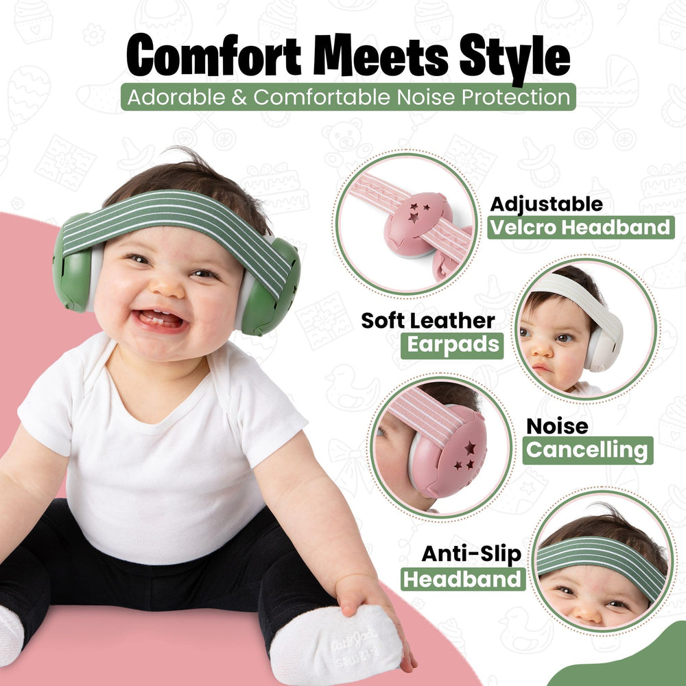 INDOORSY baby ear muffs with adjustable fit for growing infants' comfort
