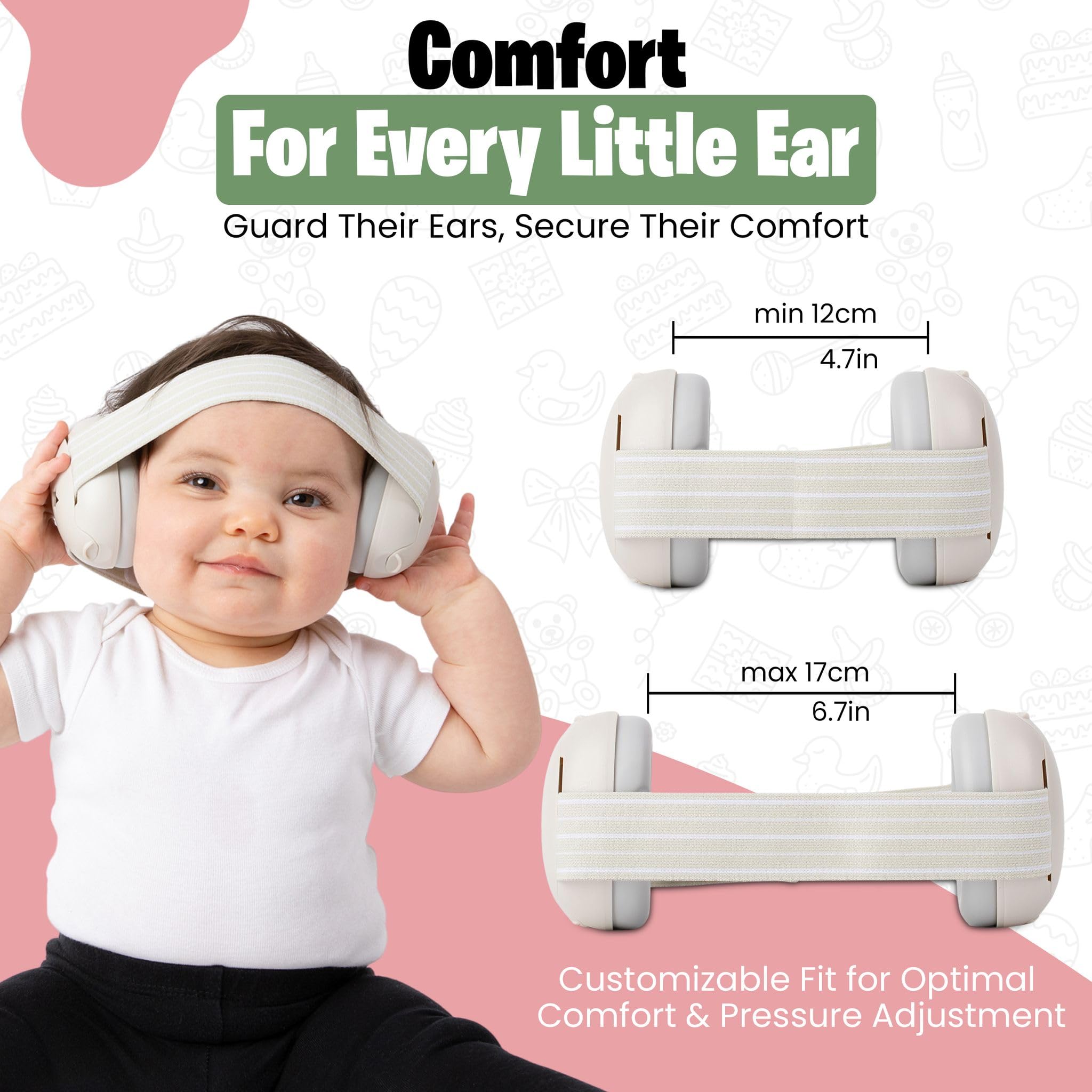 INDOORSY baby ear muffs featuring an anti-slip headband for secure fit during play
