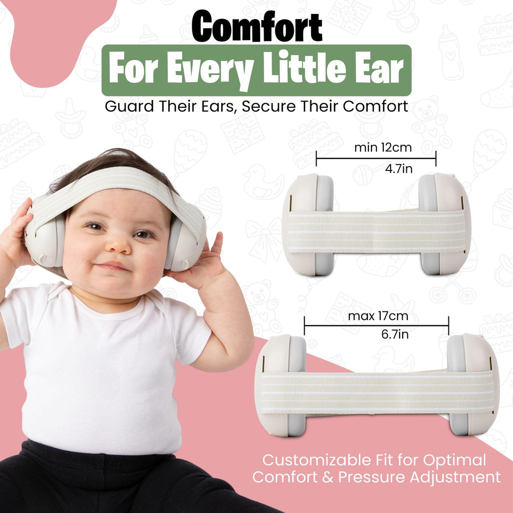 INDOORSY baby ear muffs featuring an anti-slip headband for secure fit during play