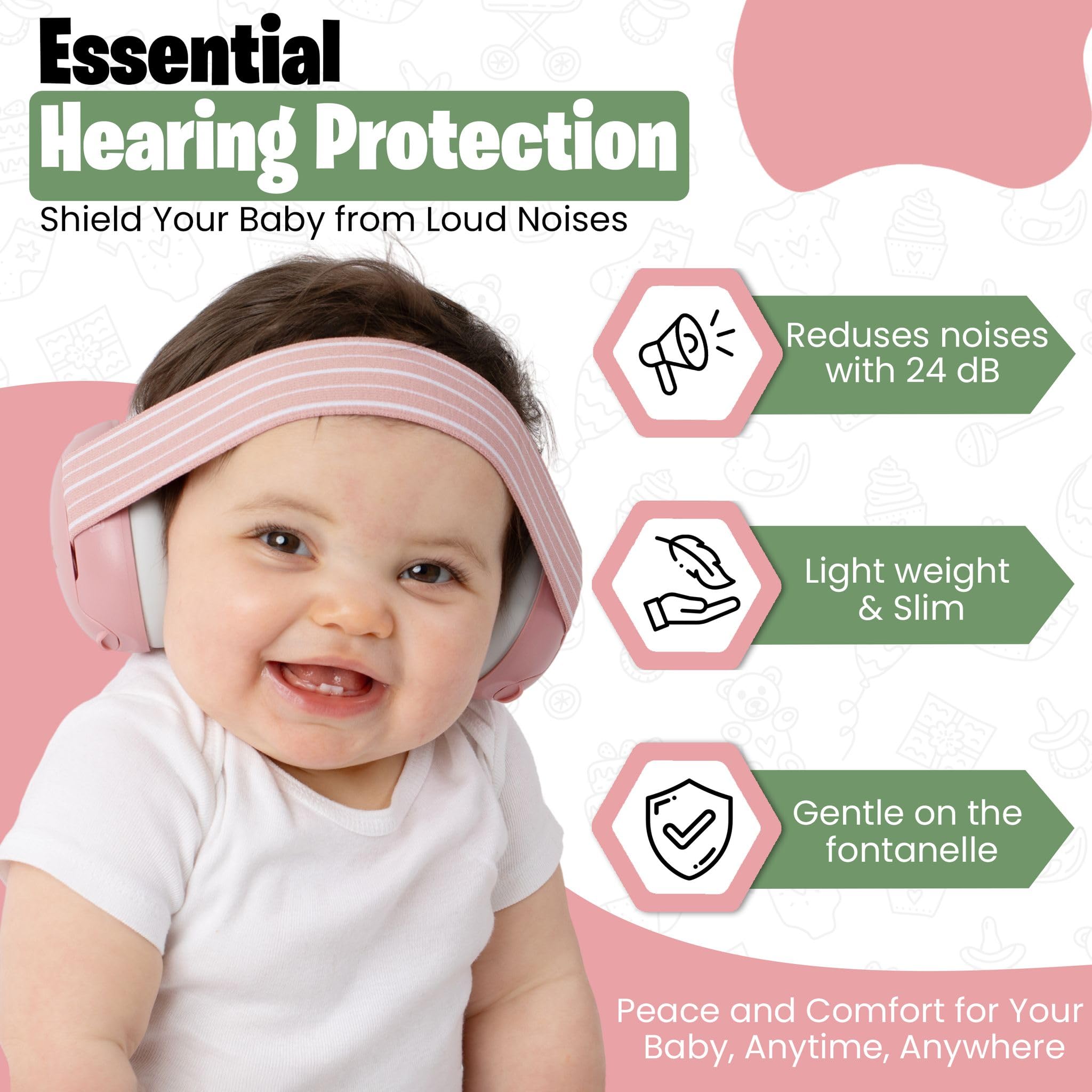 INDOORSY baby ear muffs color options in blush, cream, and hunter green