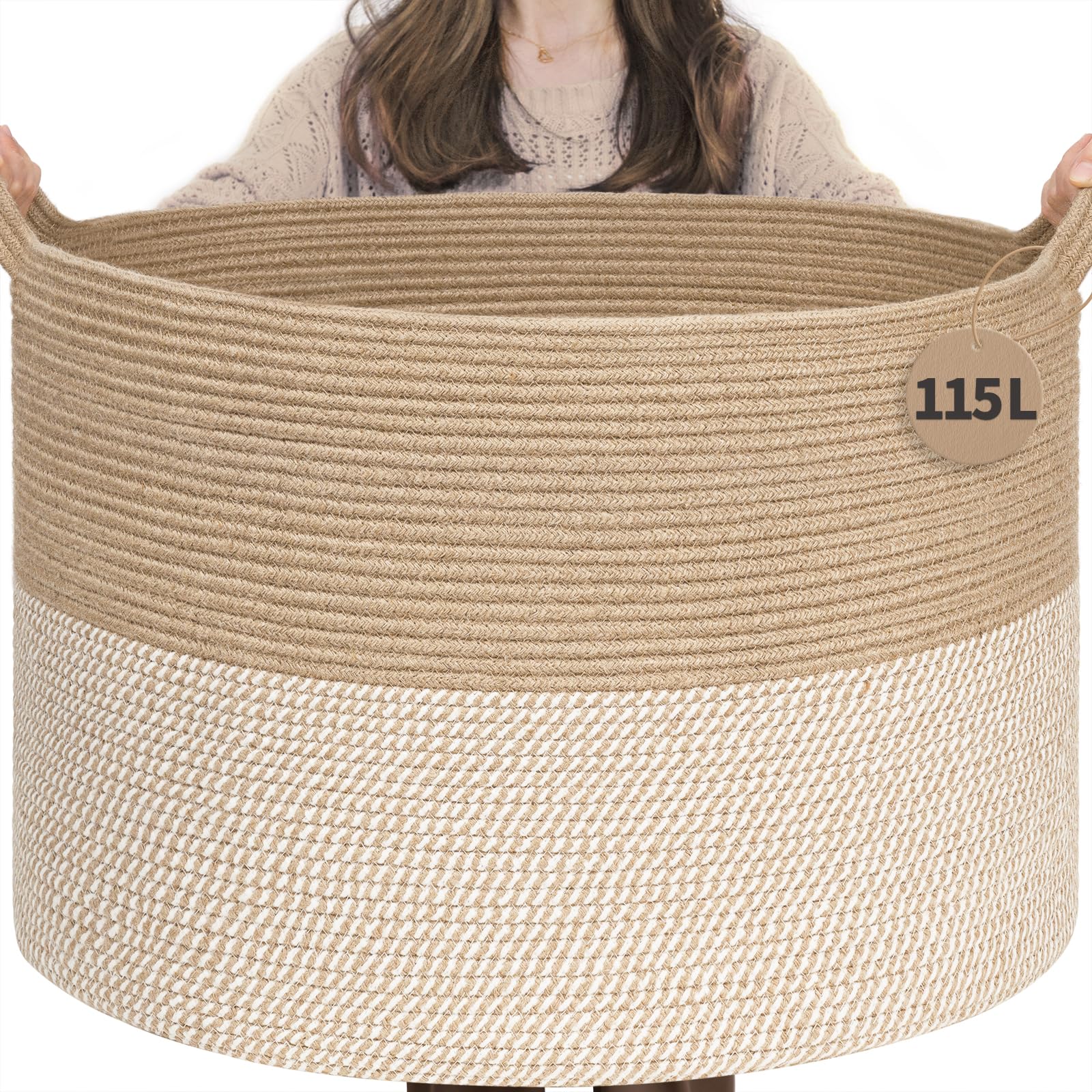 INDRESSME 115L basket front view highlights spacious storage for blankets and toys