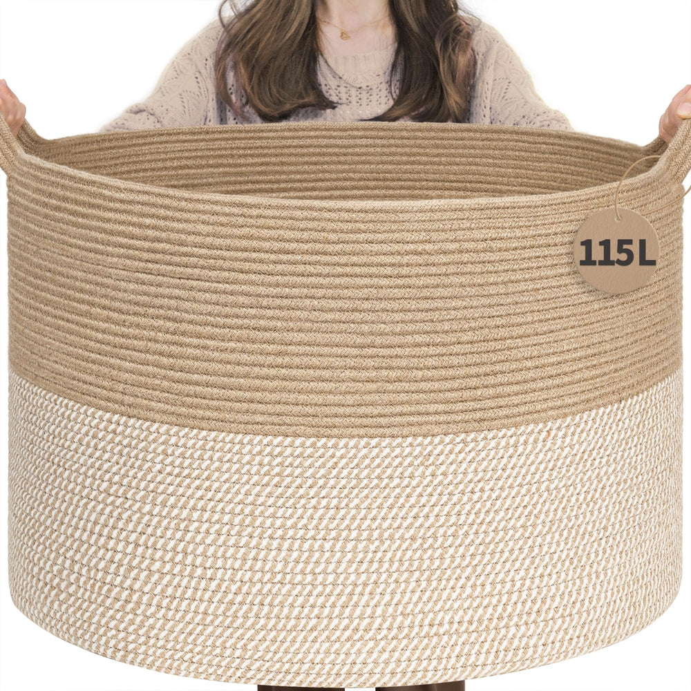 INDRESSME 115L basket front view highlights spacious storage for blankets and toys
