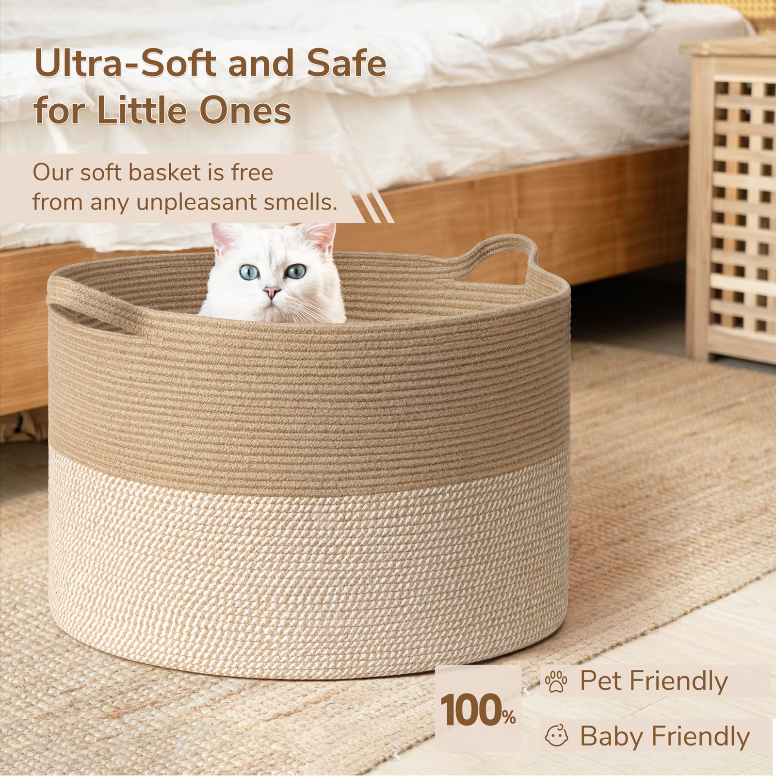 INDRESSME 115L basket in a living room demonstrates versatile storage use
