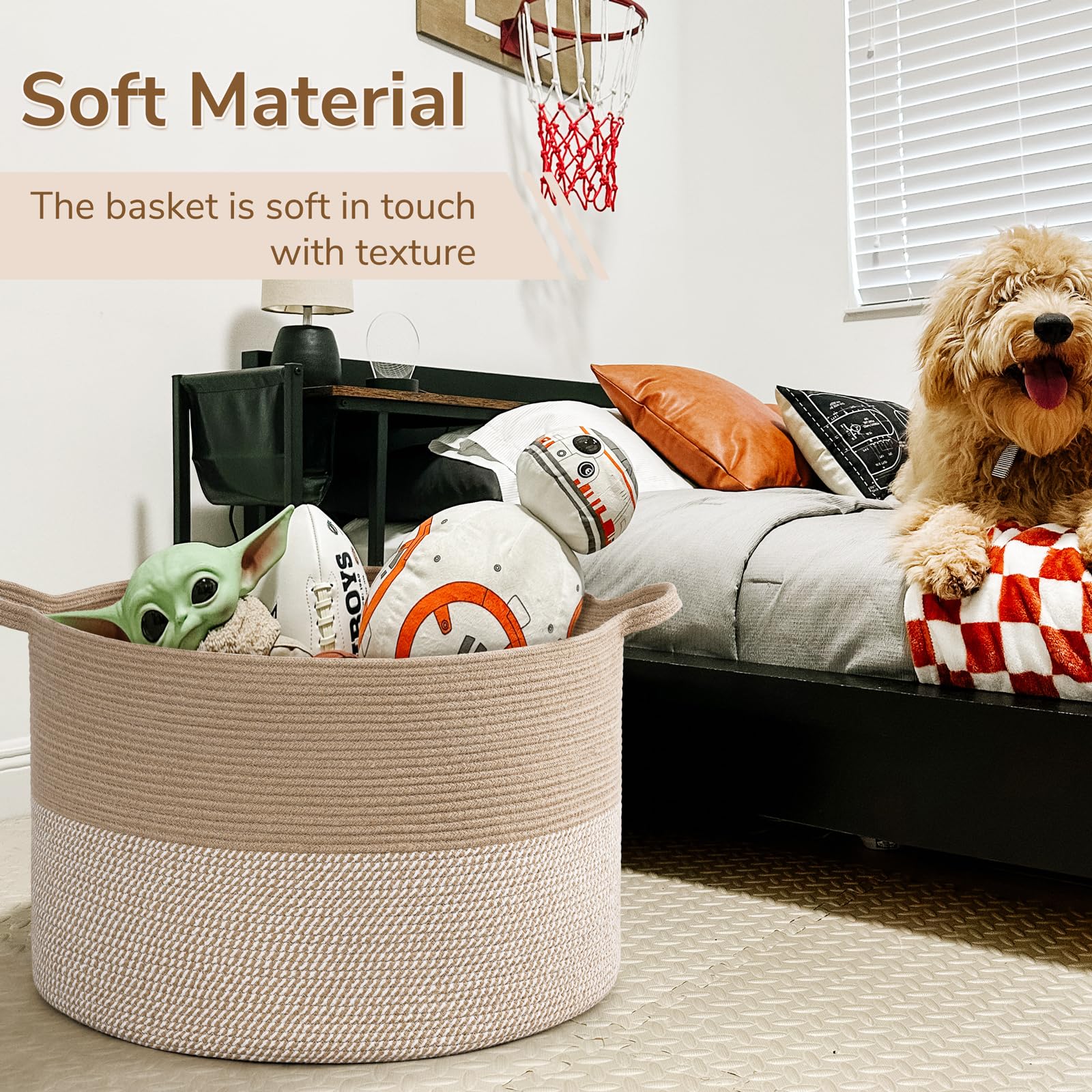 INDRESSME 115L basket in nursery storage setup shows family-friendly design
