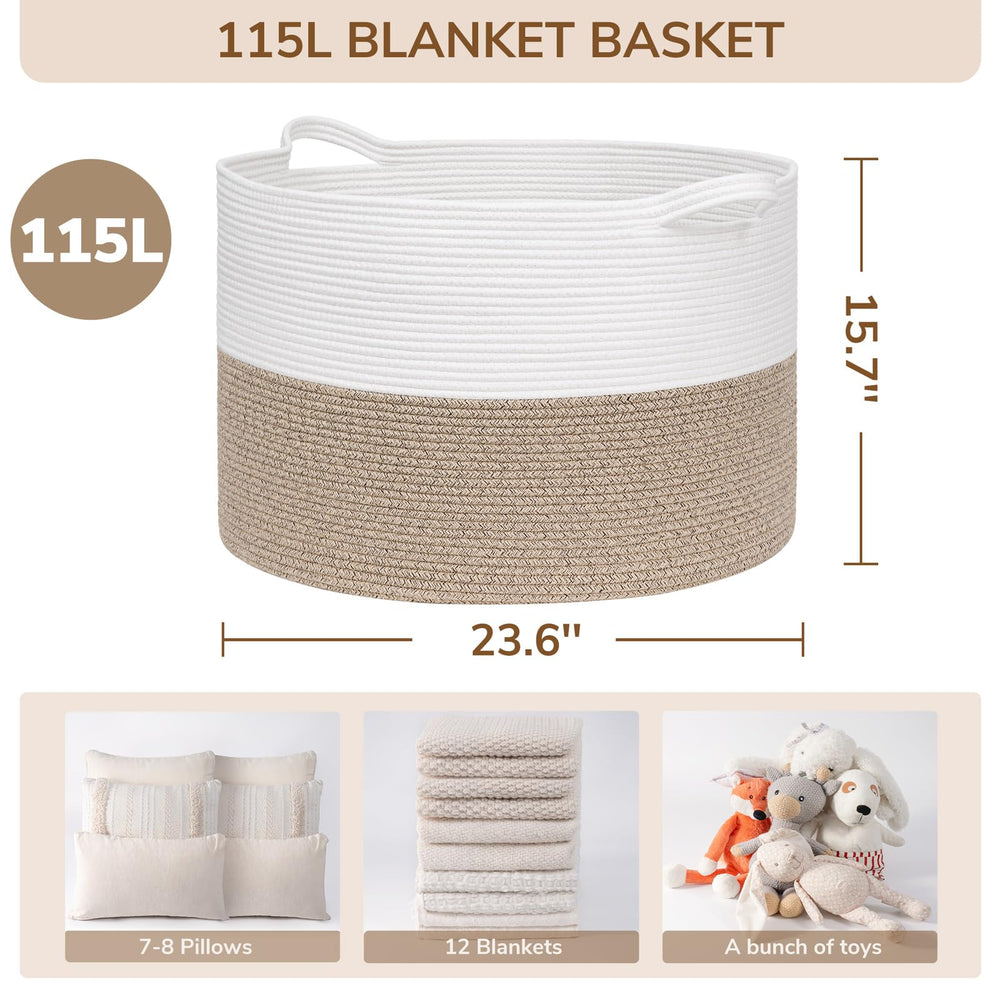 INDRESSME 115L blanket basket boho-design reflects natural charm for living spaces.