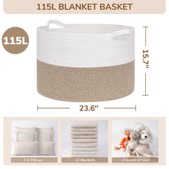 INDRESSME 115L blanket basket boho-design reflects natural charm for living spaces.