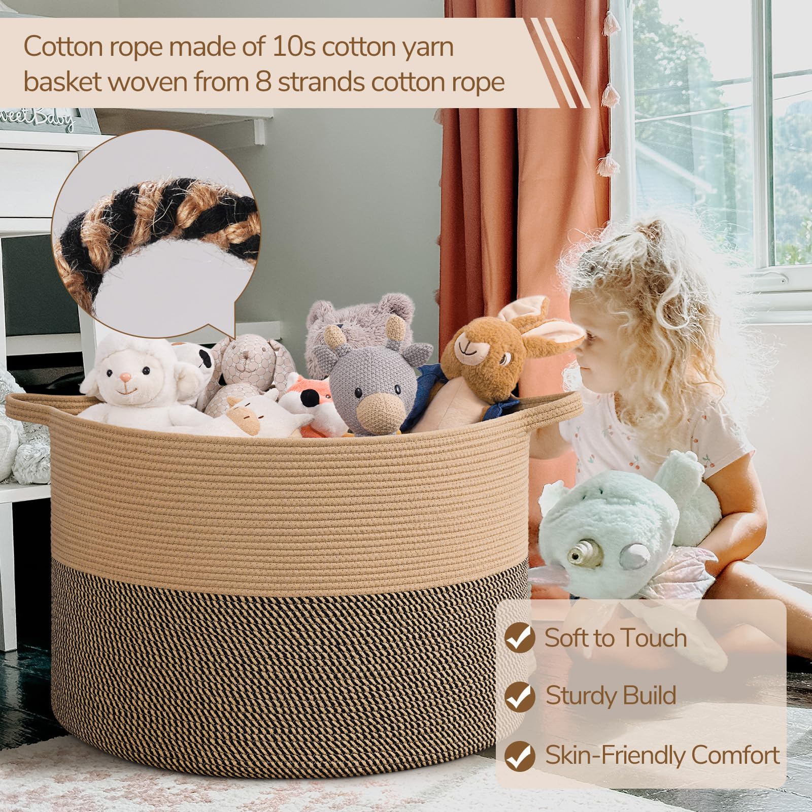 INDRESSME 115L blanket basket decorative texture elevates any room as storage accent.