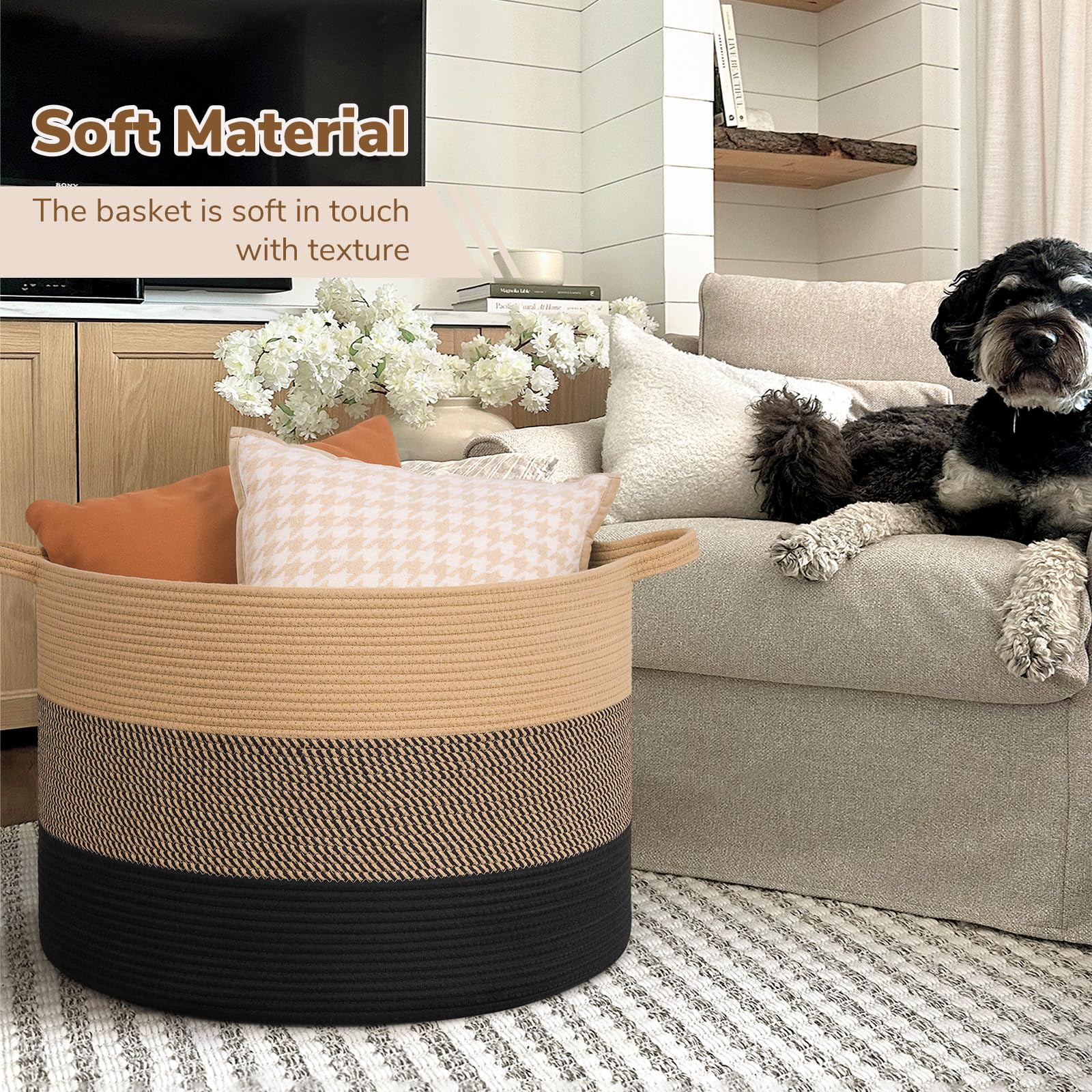 INDRESSME 115L blanket basket empty view illustrates spacious 115L capacity