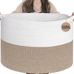 INDRESSME 115L blanket basket full-size stores blankets and toys with roomy, stylish appeal.