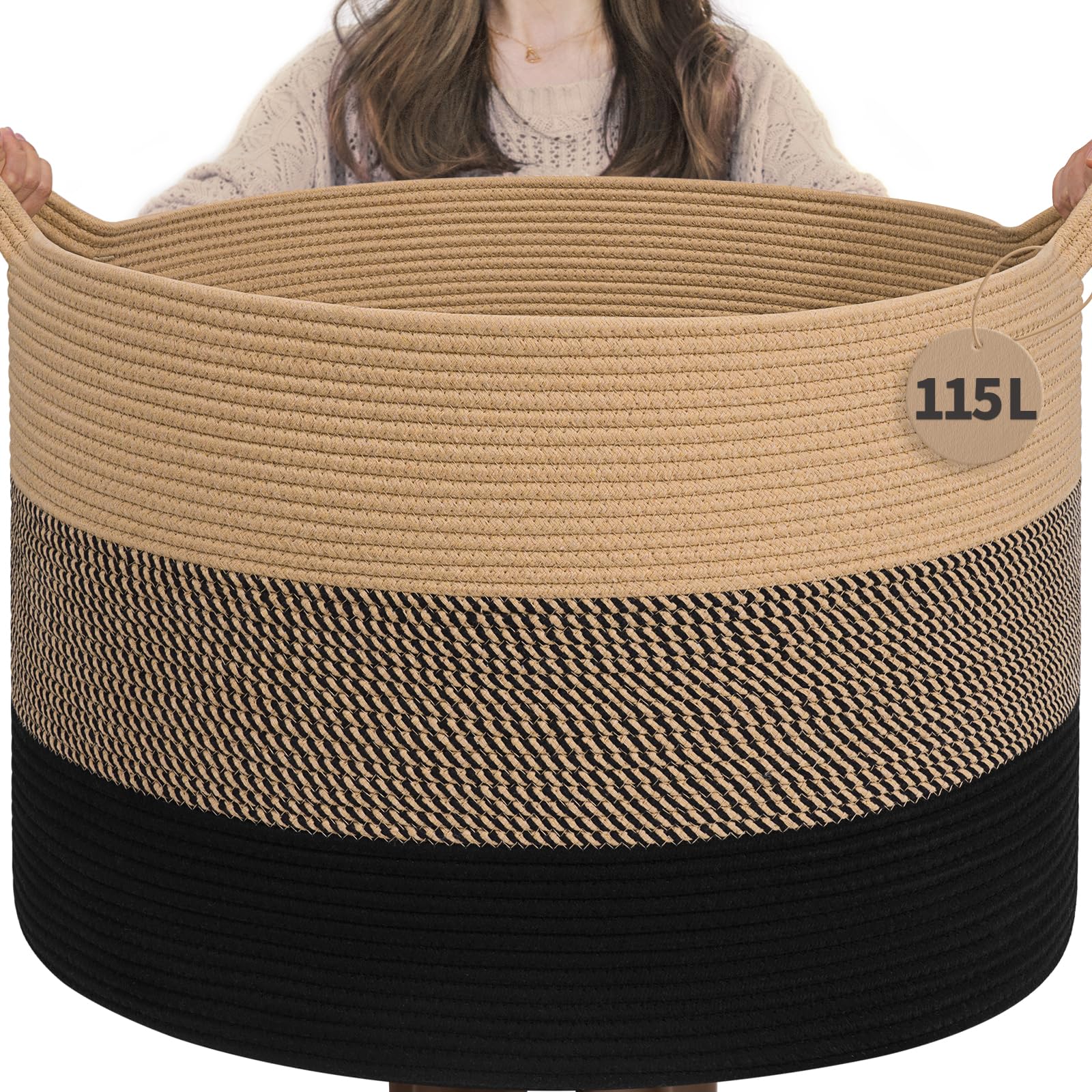 INDRESSME 115L blanket basket full view highlights ample storage and room-ready style