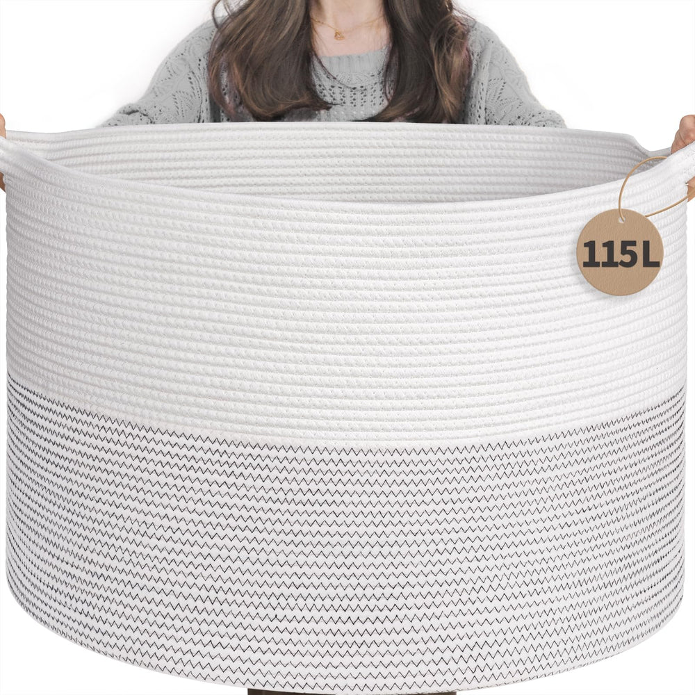 INDRESSME 115L blanket basket full view demonstrates large capacity for blankets