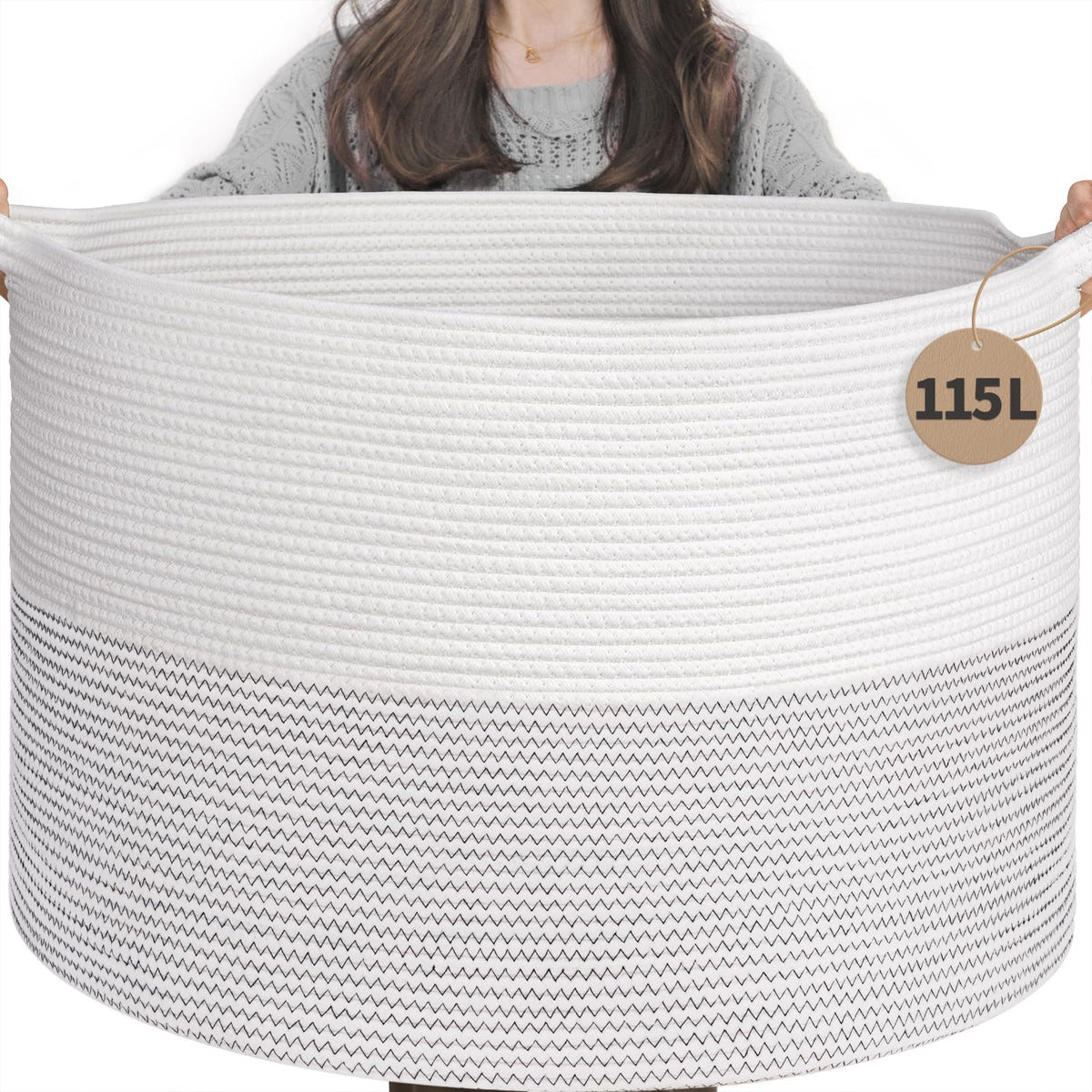 INDRESSME 115L blanket basket full view demonstrates large capacity for blankets