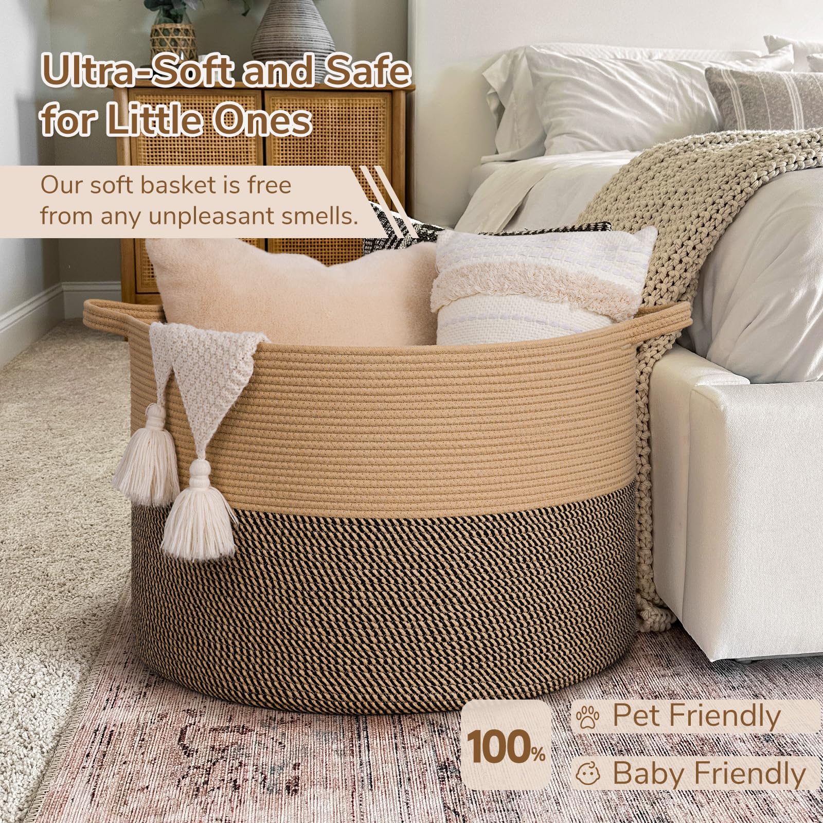 INDRESSME 115L blanket basket multiuse storage perfect for blankets toys and towels.