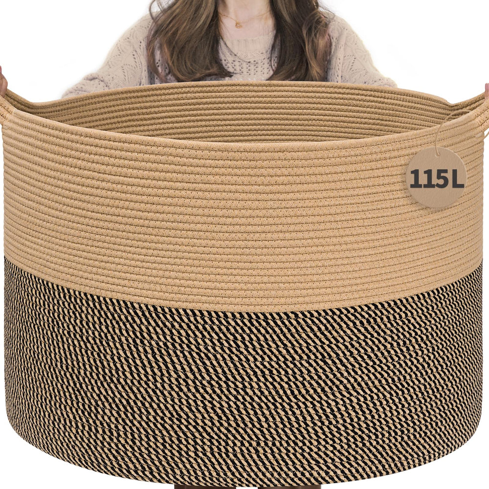 INDRESSME 115L blanket basket with spacious design for larger storage in living rooms.