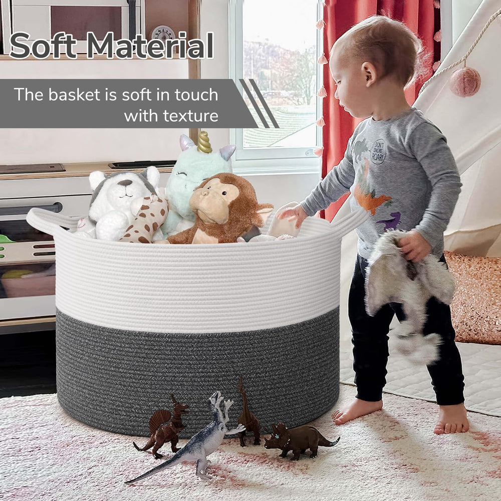 INDRESSME 115L blanket basket toy storage keeps kids' rooms tidy.