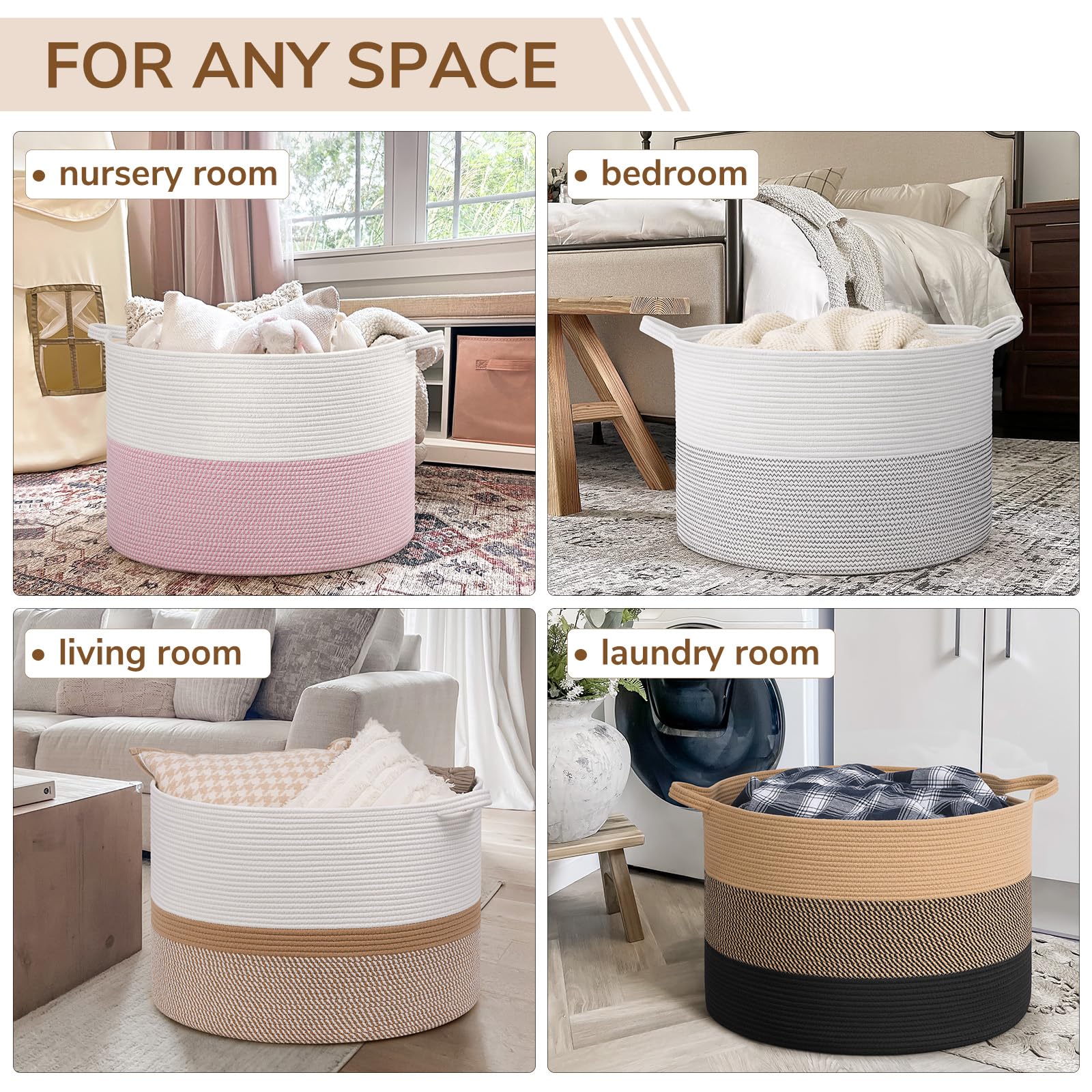 INDRESSME 115L blanket storage basket shown with blankets for cozy living spaces.