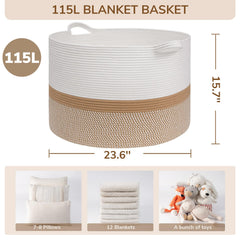 INDRESSME 115L boho white camel mix basket adds natural texture to nursery decor.